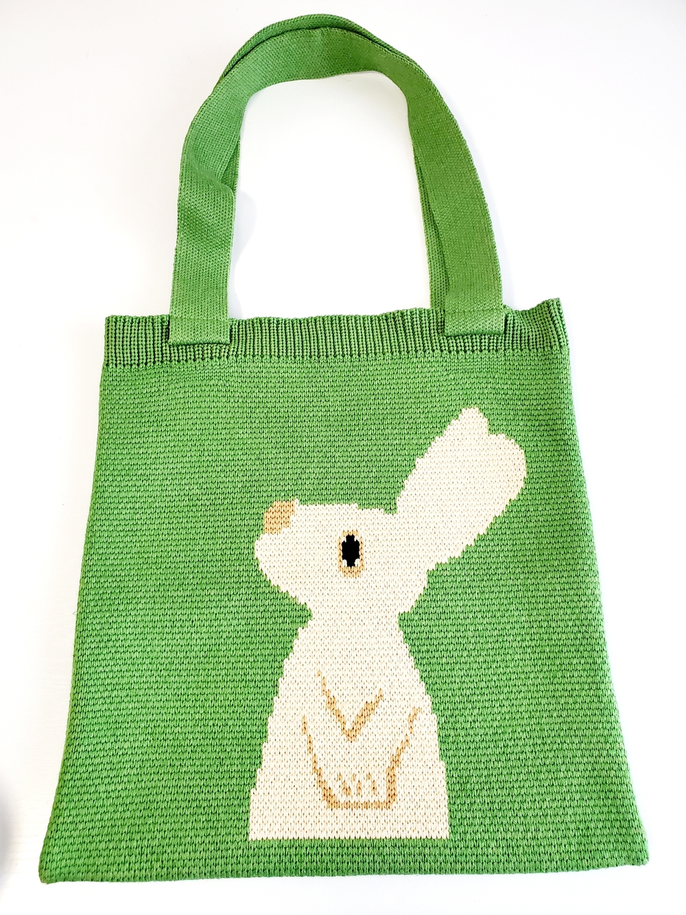 Green Rabbit Knit Tote Bag